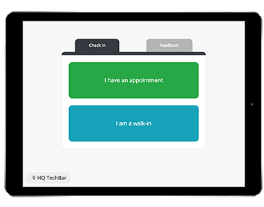 Screenshot of a check-in form on an iPad